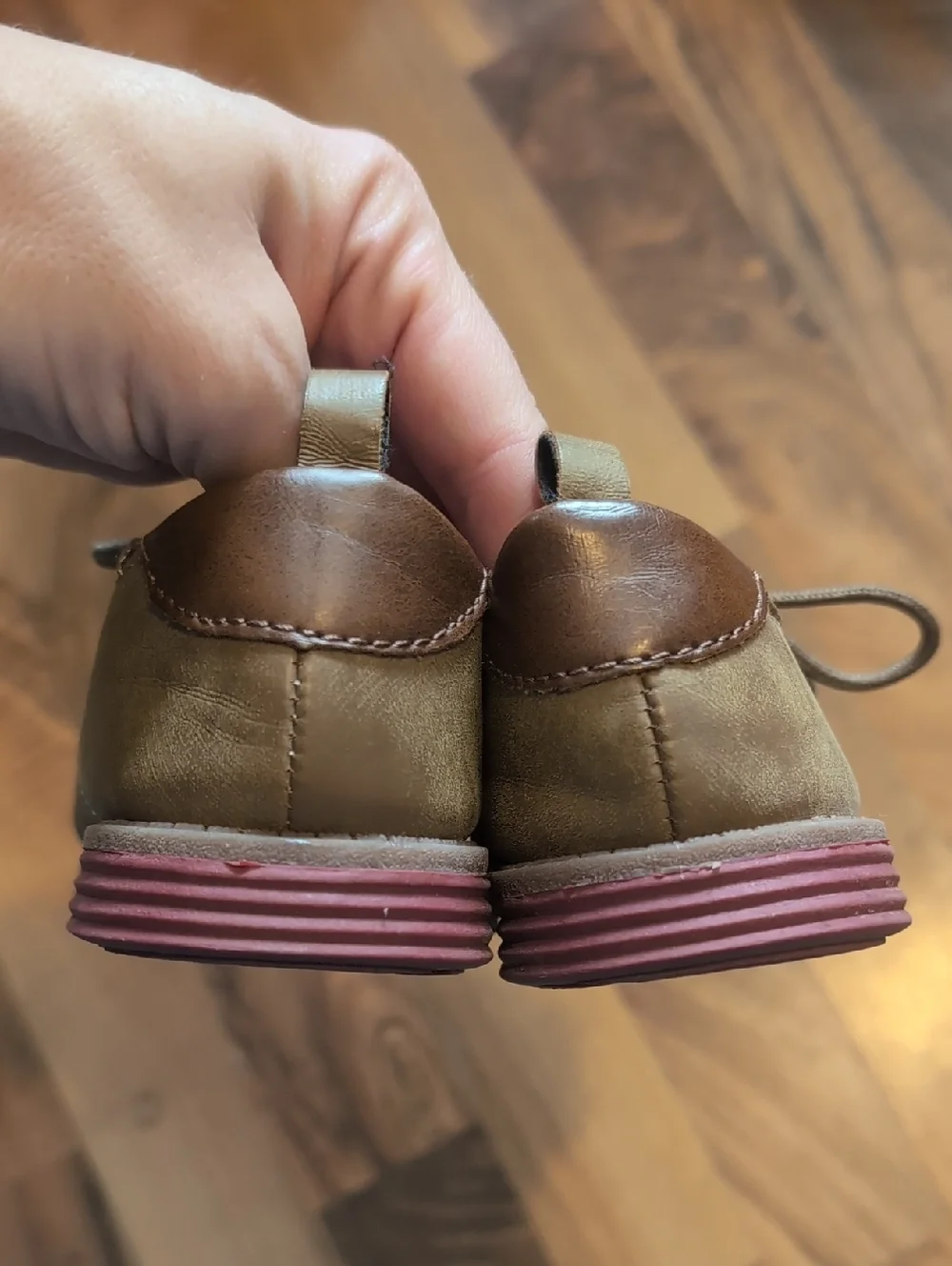 OshKosh B'gosh Brown Kids Lace up Dress Shoes with Maroon Soles